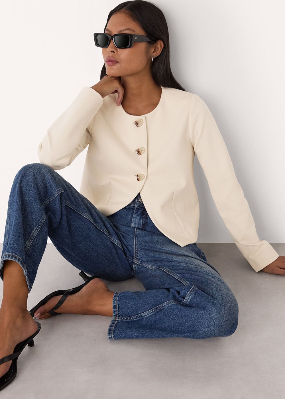 Petite Anne Ponte Button Jacket