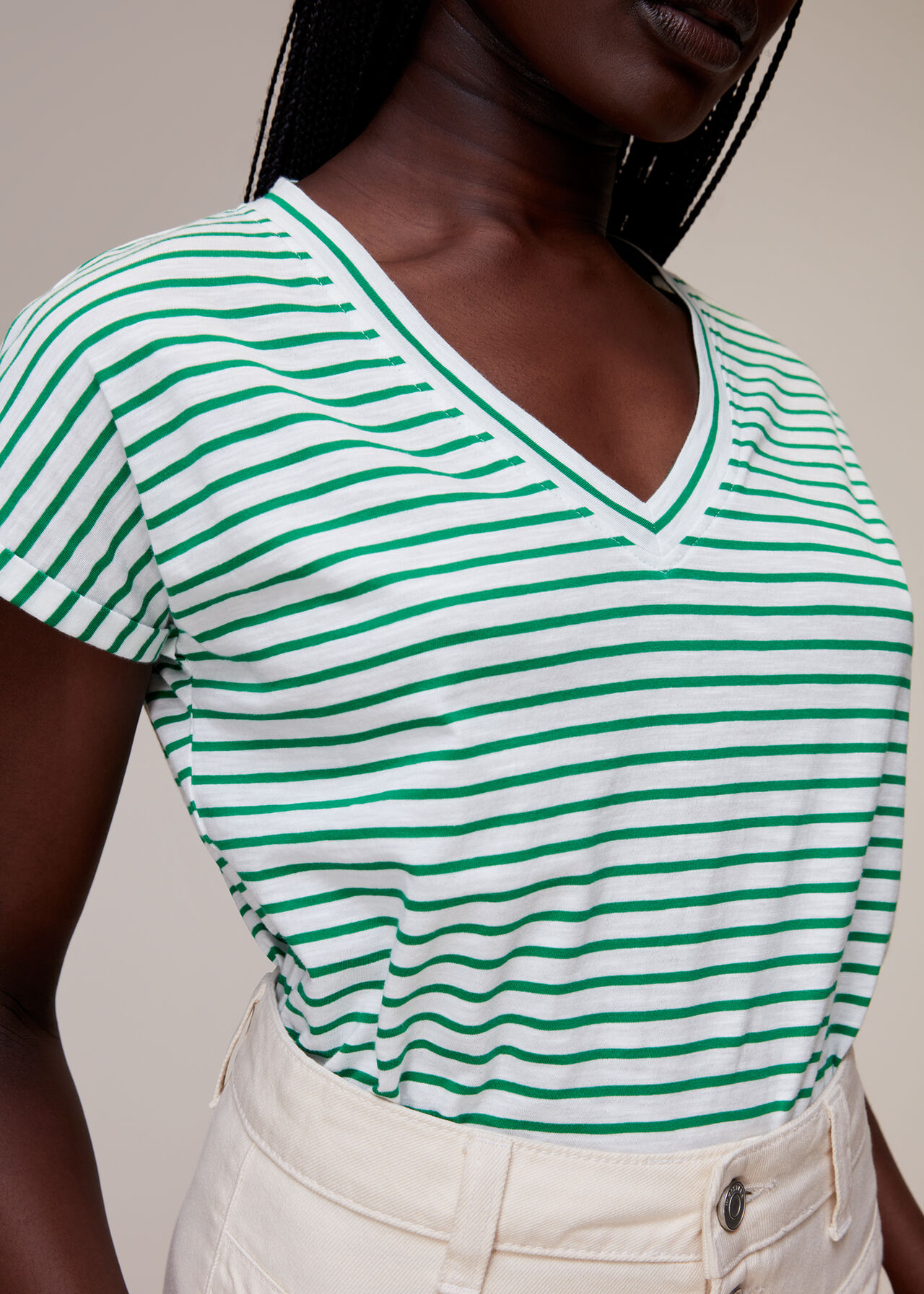 Willa Stripe V Neck Tee