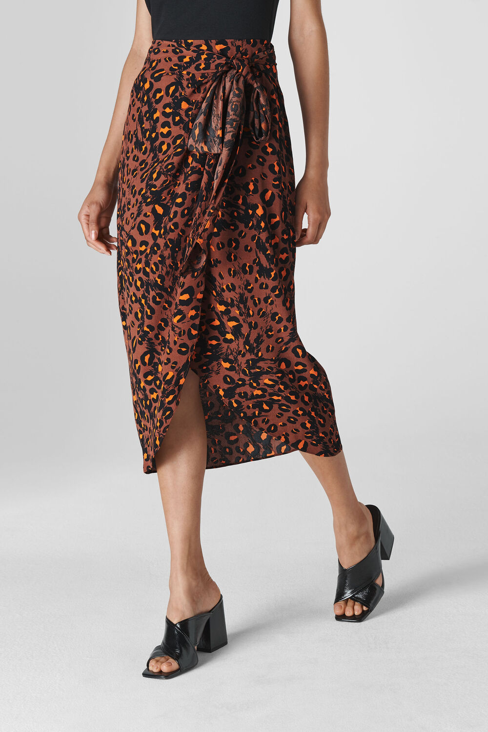 Brushed Leopard Sarong Skirt Brown/Multi