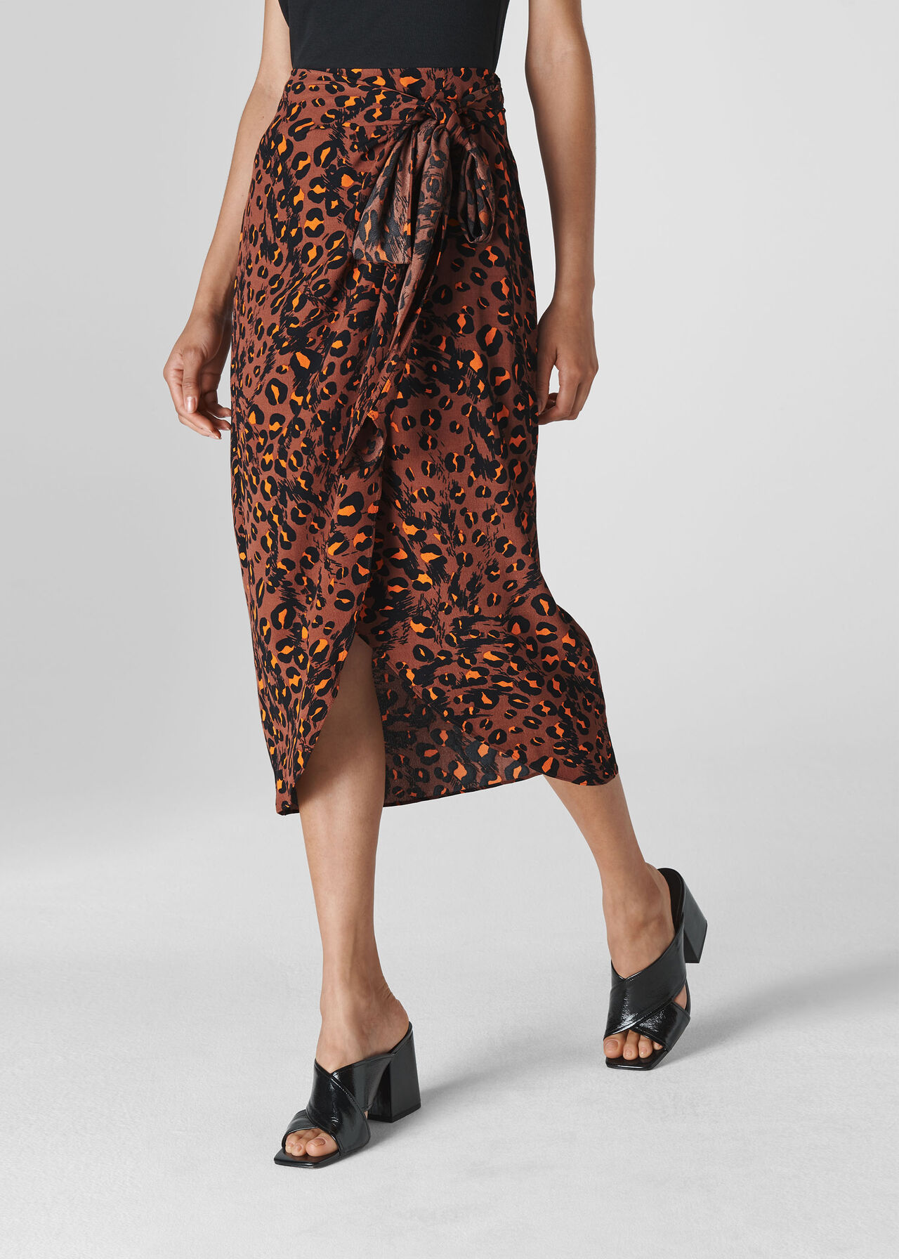 Brushed Leopard Sarong Skirt Brown/Multi