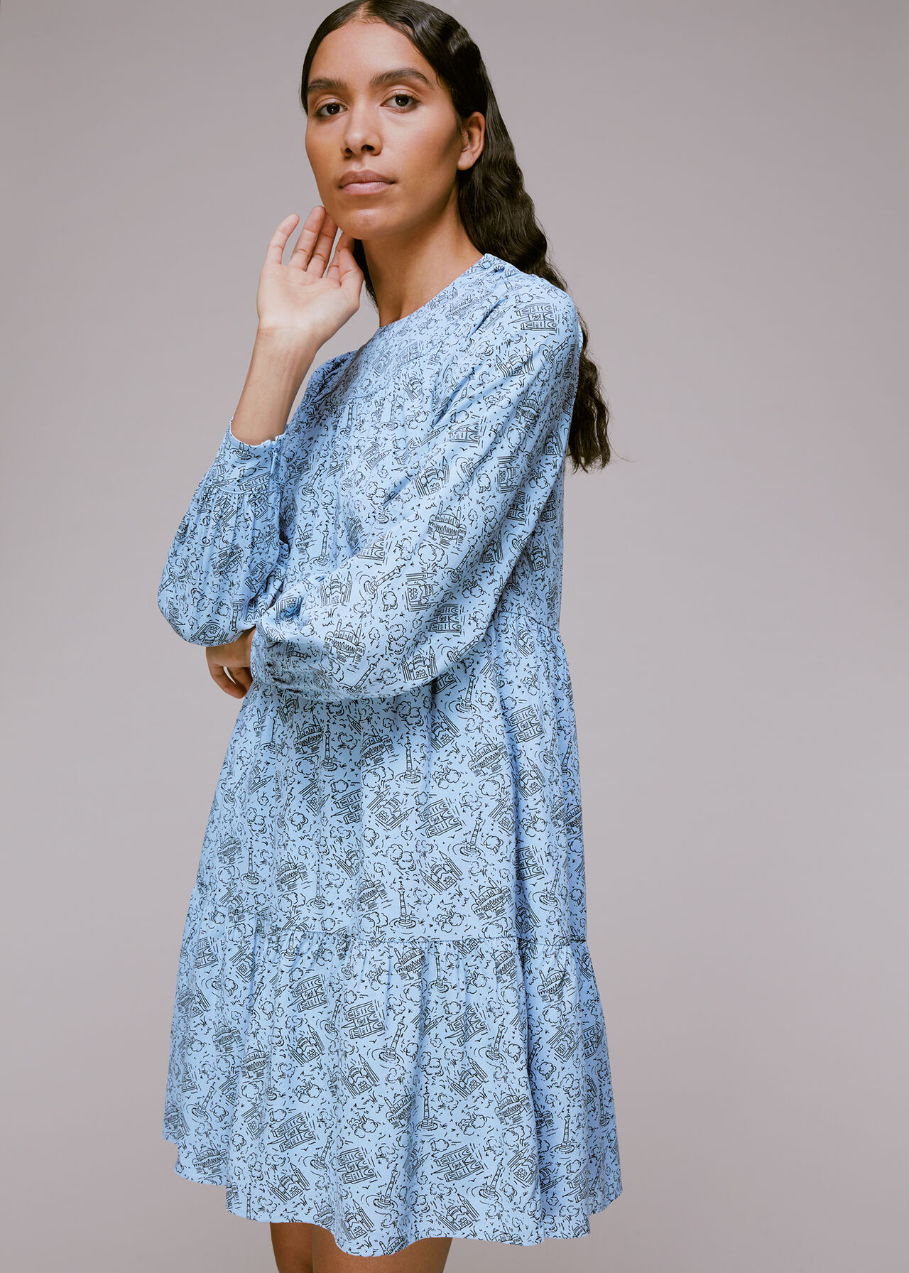 Monument Print Trapeze Dress