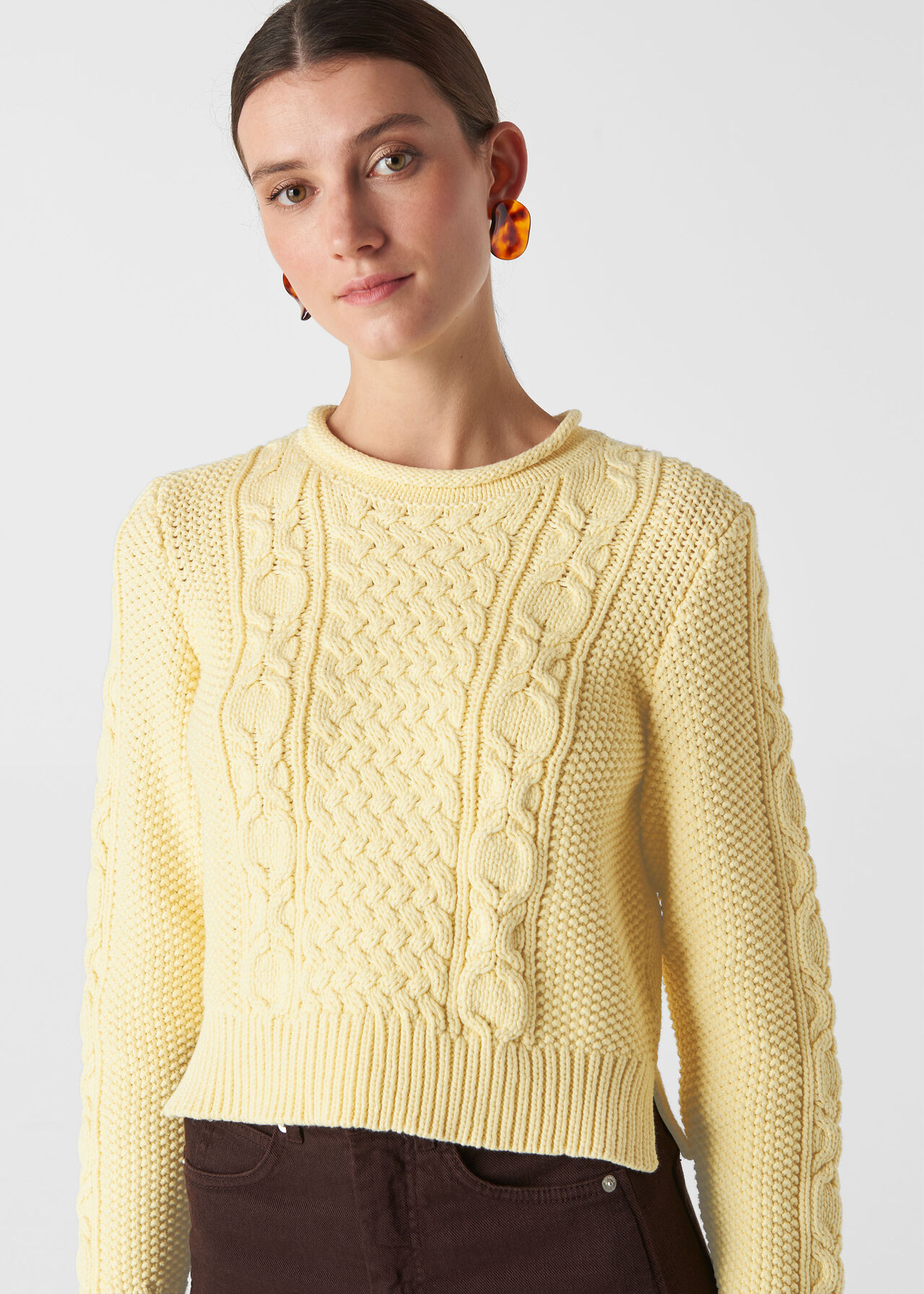 Cotton Chunky Cable Knit Lemon