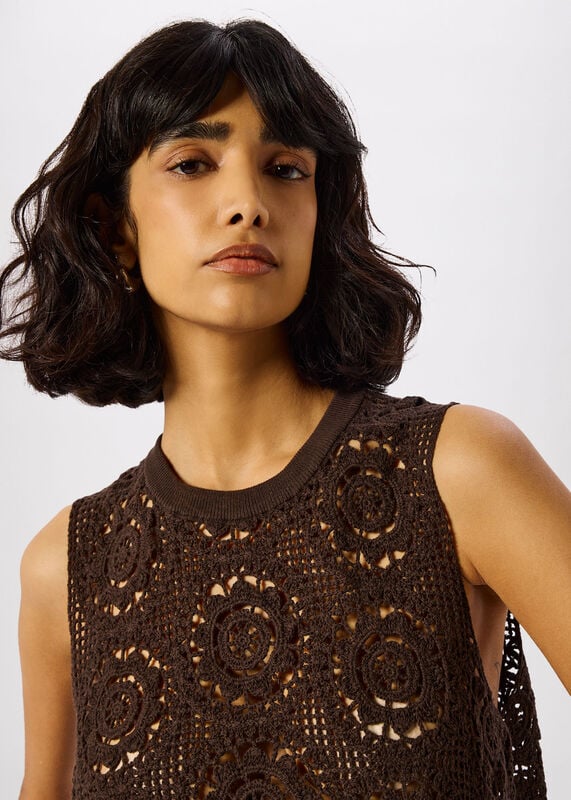 Chocolate Circle Crochet Tank