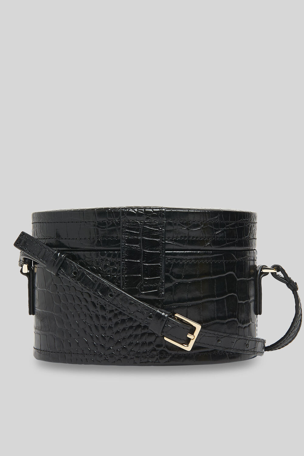 Novah Shiny Croc Tiny Box Bag Black