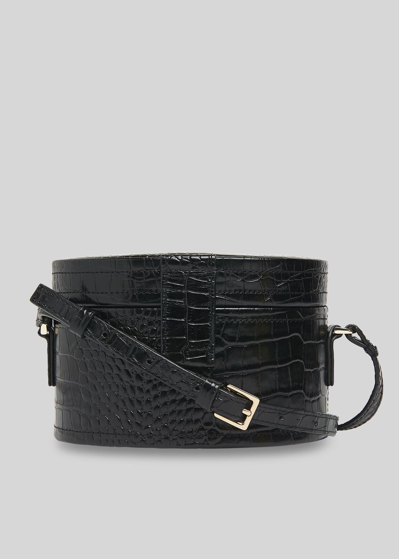 Novah Shiny Croc Tiny Box Bag Black