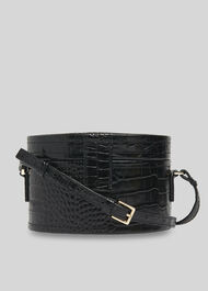 Novah Shiny Croc Tiny Box Bag Black