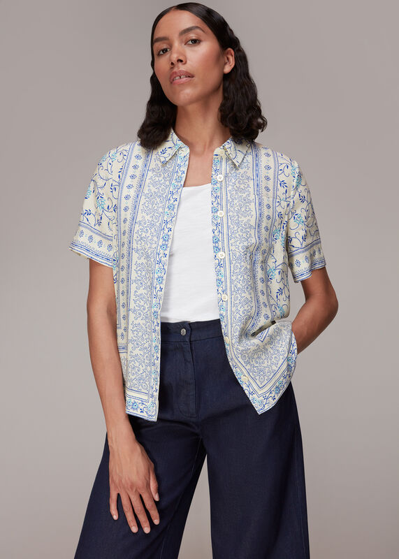 Multicolour Bandana Print Bowling Shirt