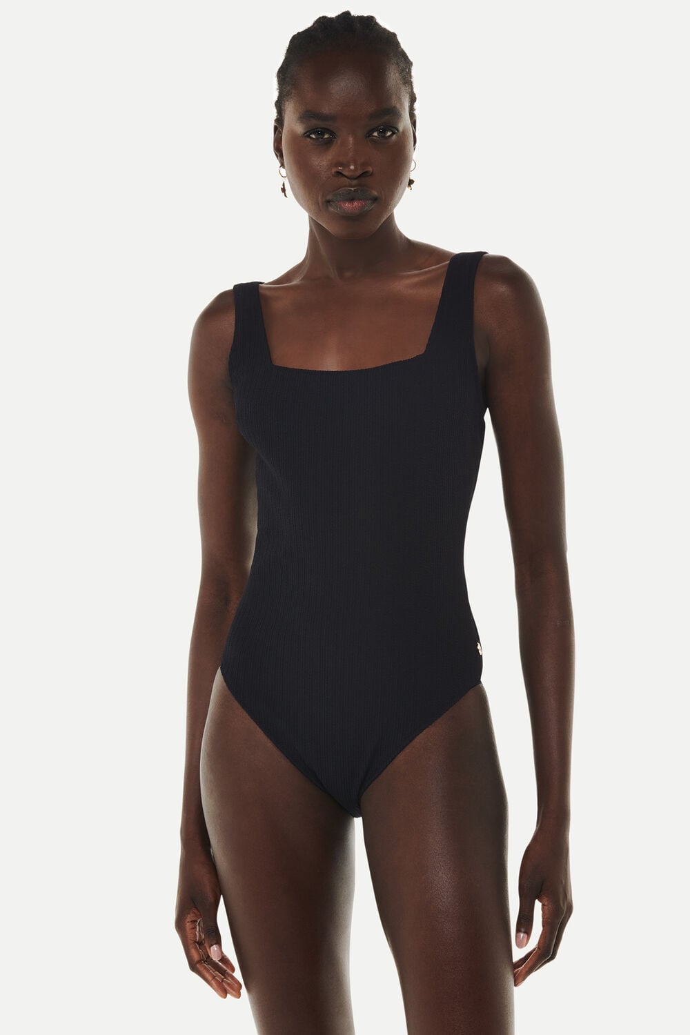 Black Square Neck Swimsuit