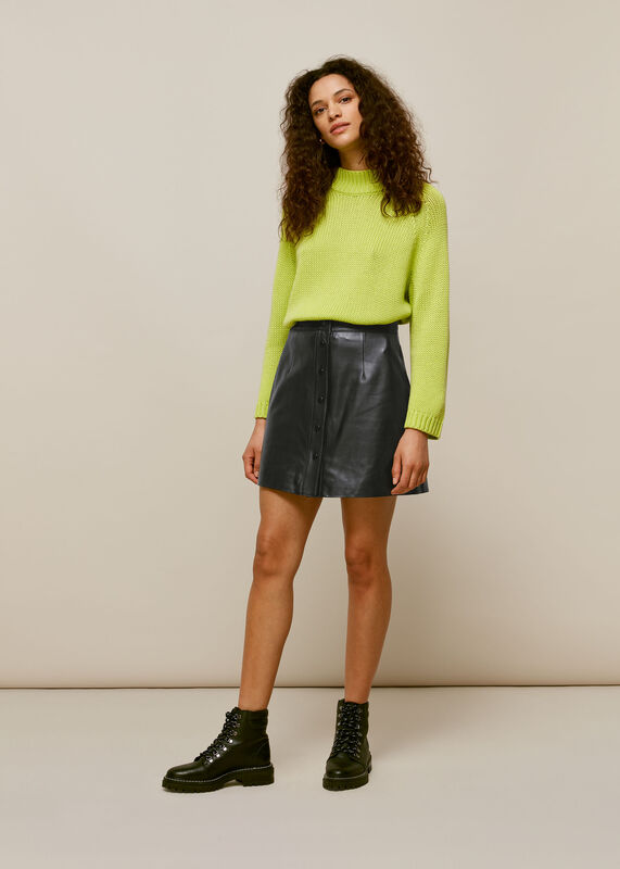 Abella Leather Button Skirt