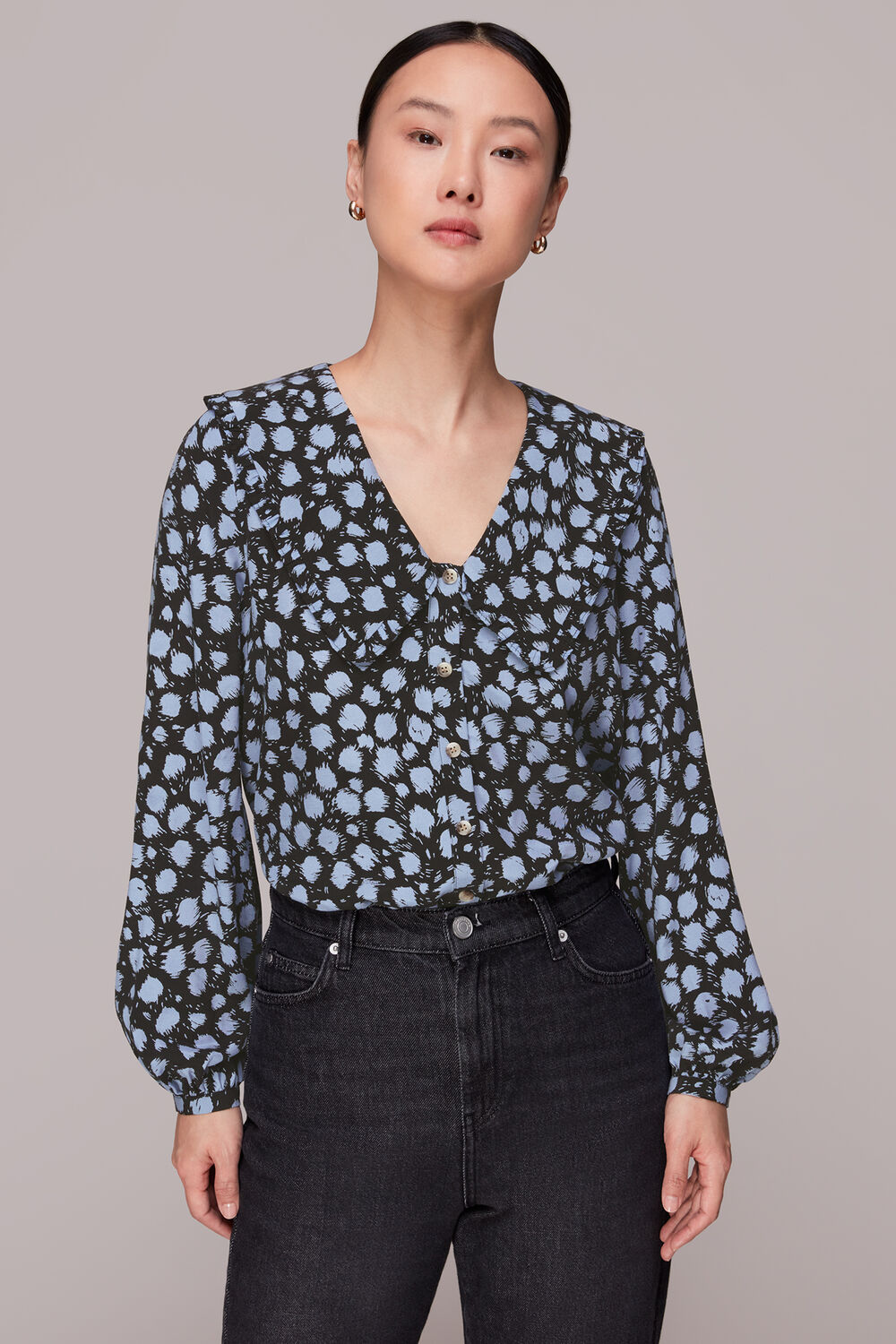 Dalmatian Print Collar Top