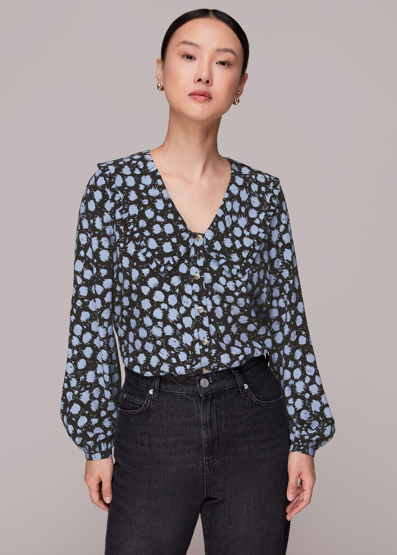 Dalmatian Print Collar Top