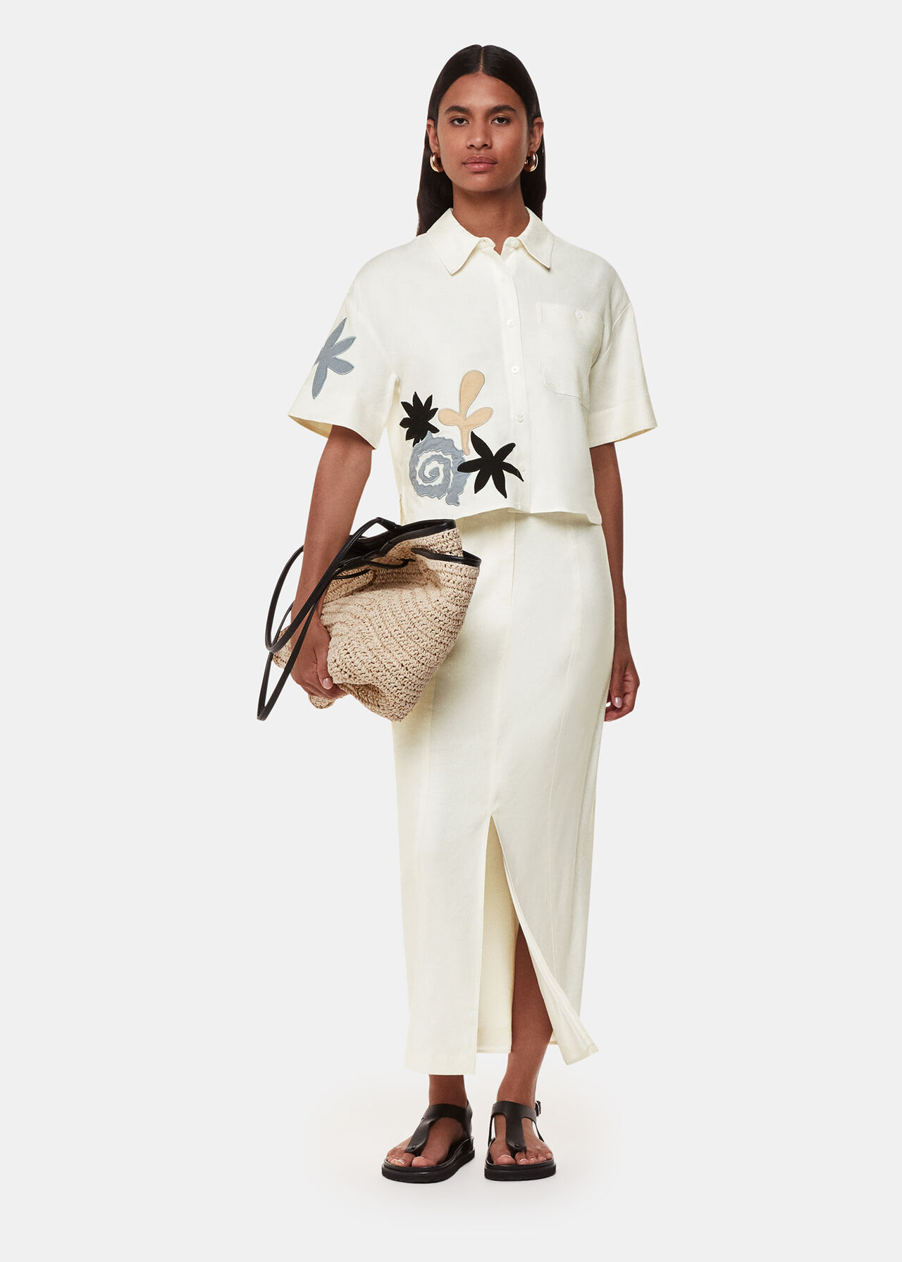 Applique Linen Blend Shirt