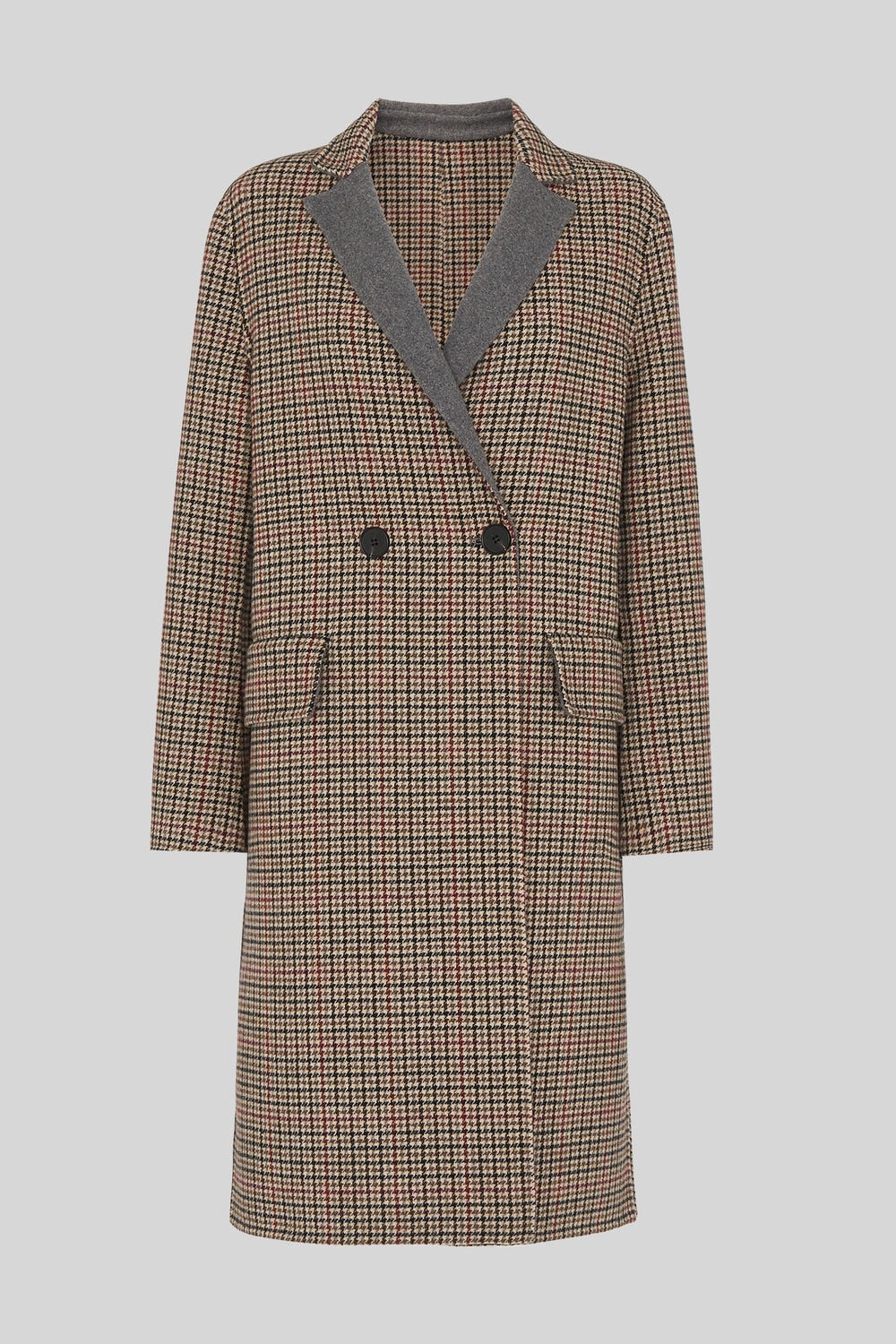 Check Double Faced Wool Coat Multicolour