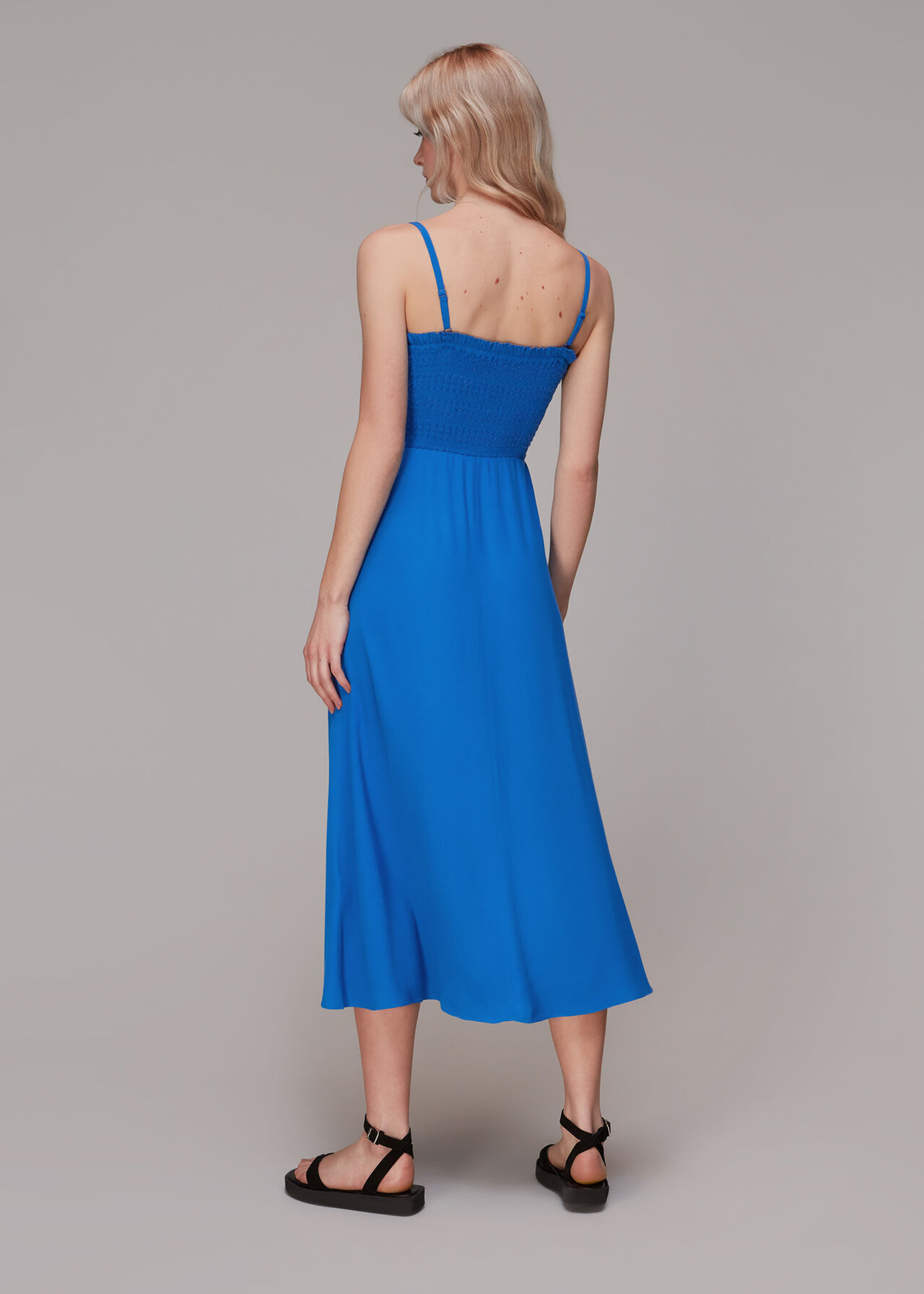 Gracia Smocked Dress Blue