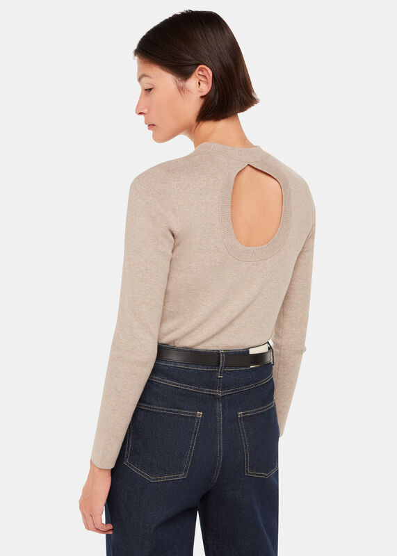 Keyhole Back Crew Neck Knit
