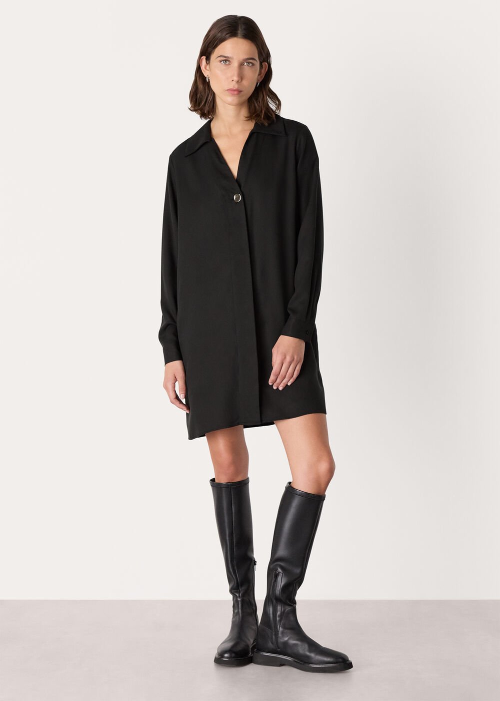 Collared Button Short Dress