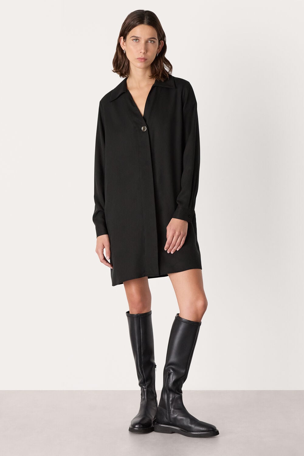 Collared Button Short Dress