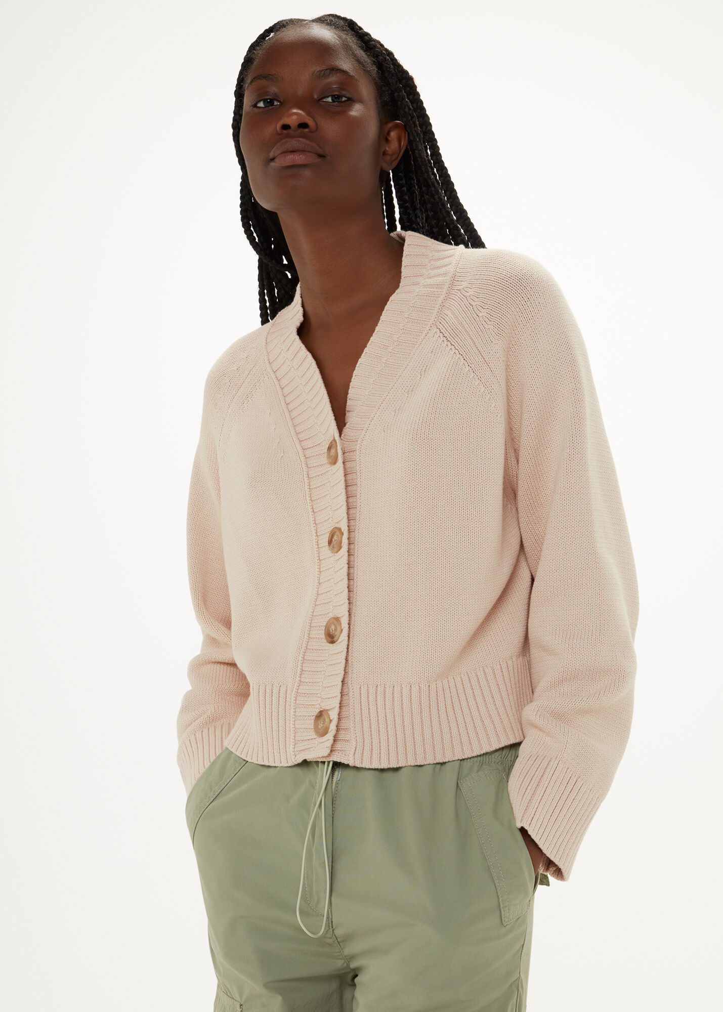 Ivory Ribbed Detail Cotton Cardigan WHISTLES