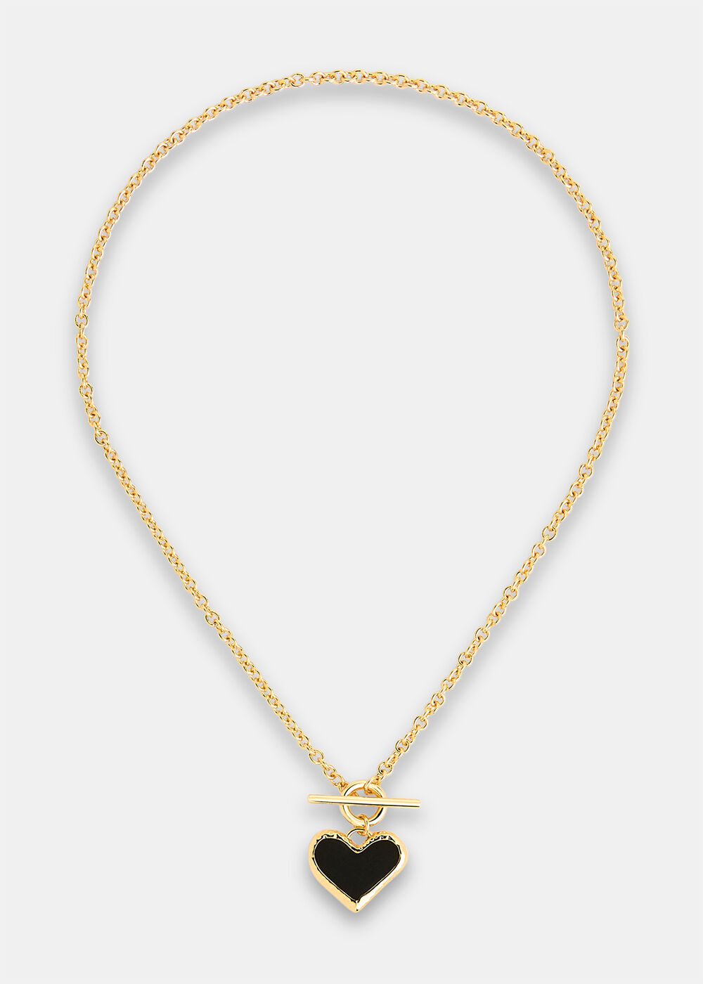 Enamel Heart T Bar Necklace