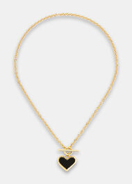 Enamel Heart T Bar Necklace