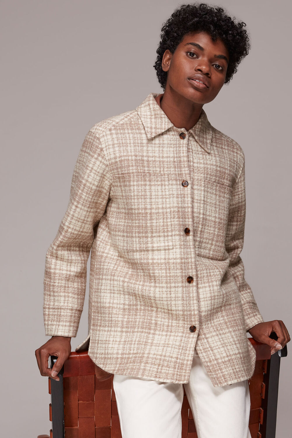 Grey Classic Wool Checked Overshirt