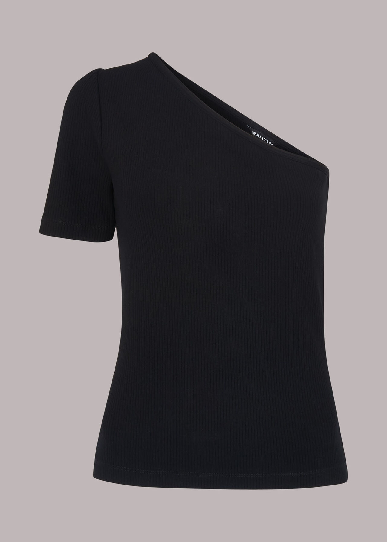 Black Ribbed One Sleeve Top | WHISTLES