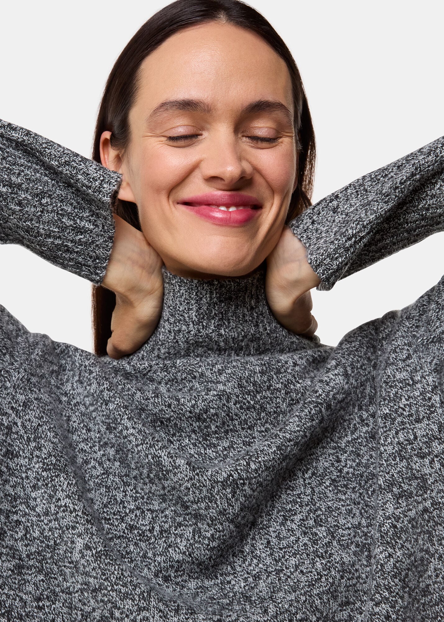 Women's Gray Wool Fleck Mock Neck Sweater | Whistles US |
