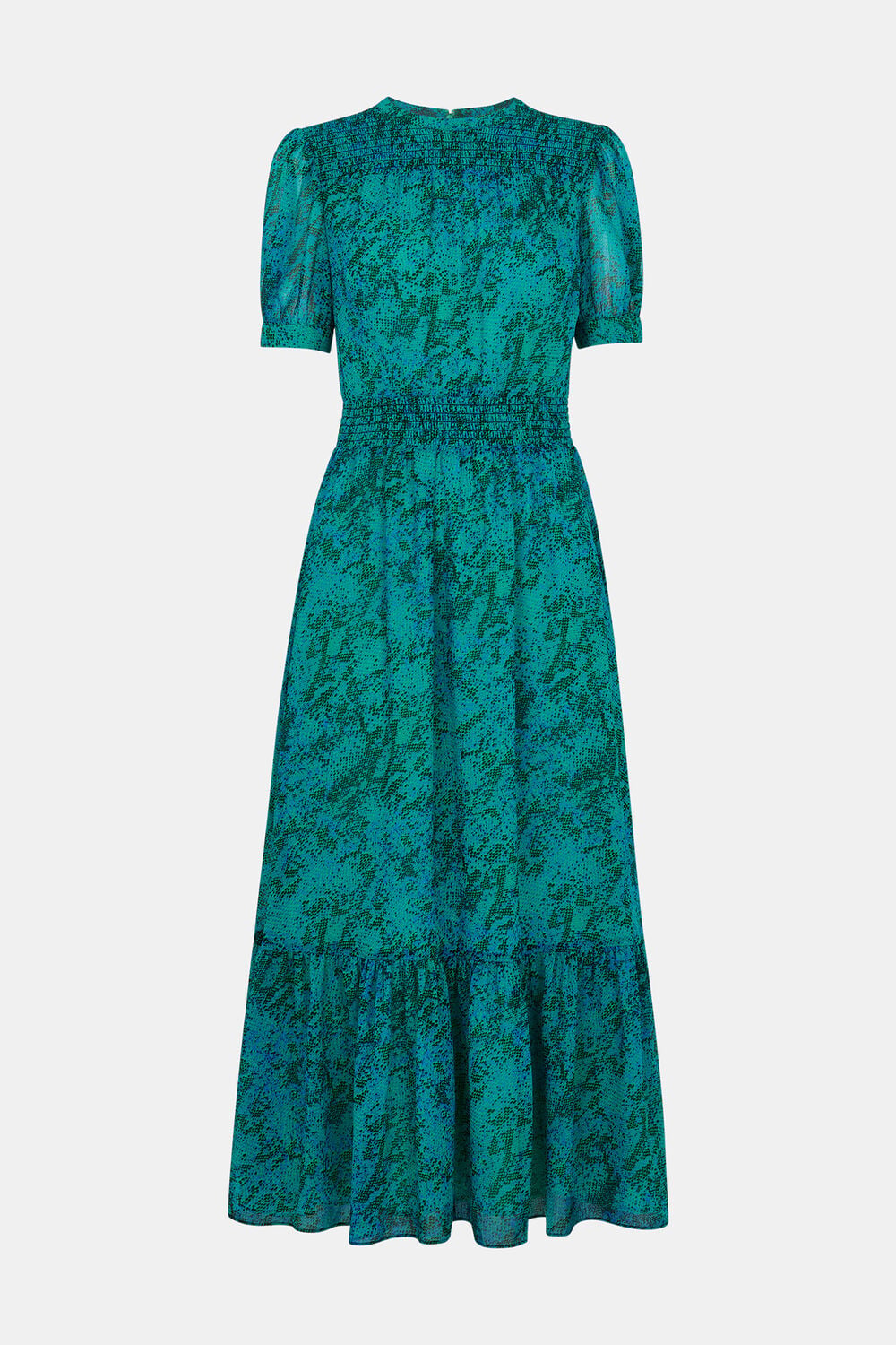 Petite Diagonal Snake Shirred Dress
