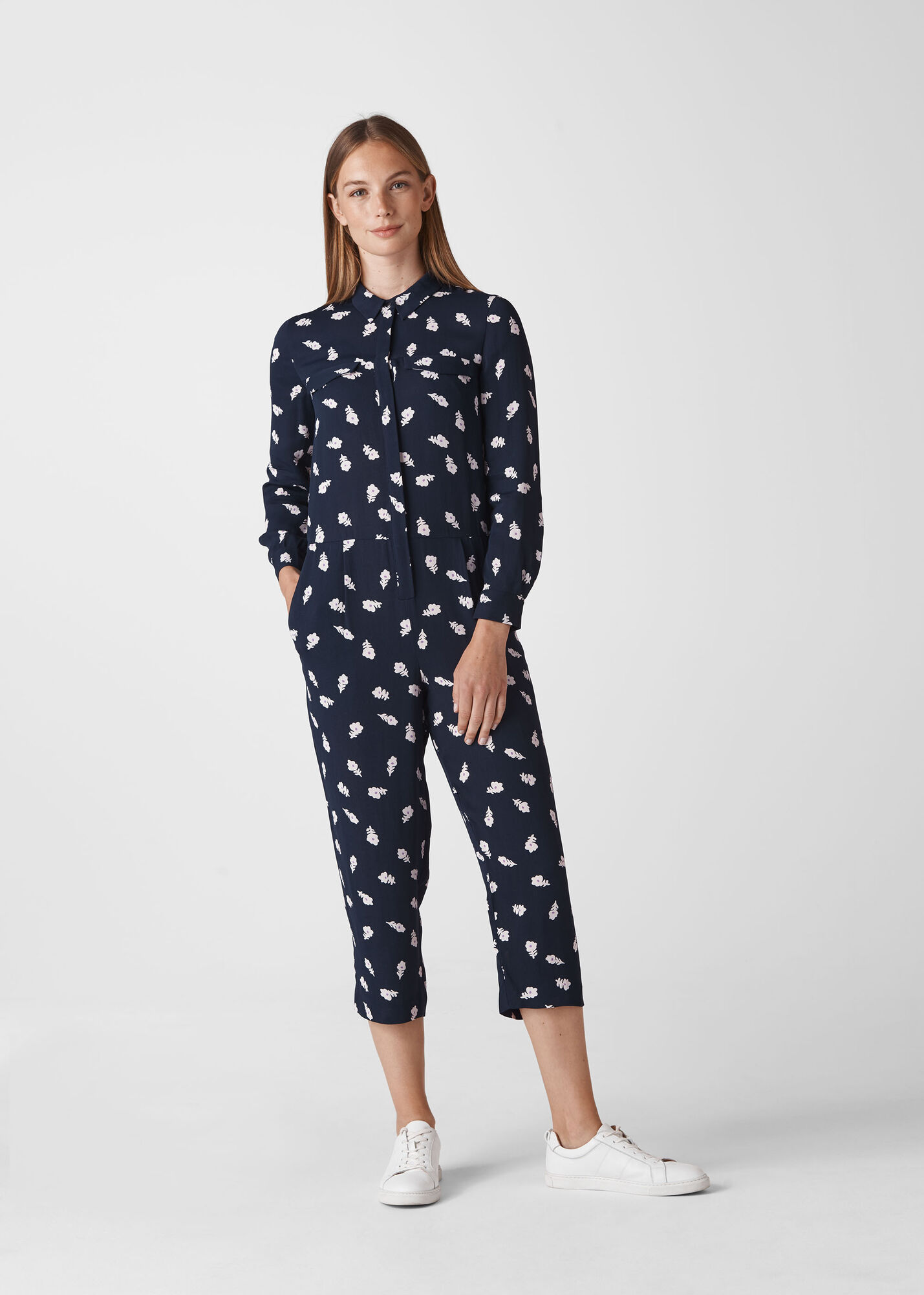 Whistles Women Rowan Print Bonny Jumpsuit - Navy, White - M