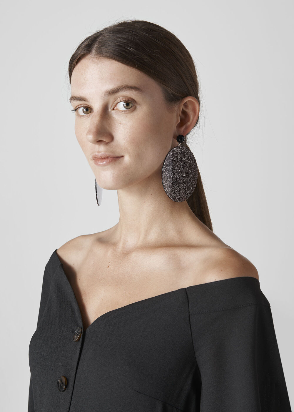 Large Glitter Resin Earring Silver