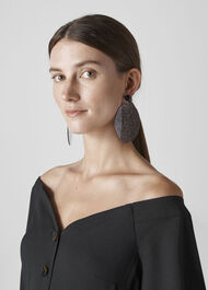 Large Glitter Resin Earring Silver