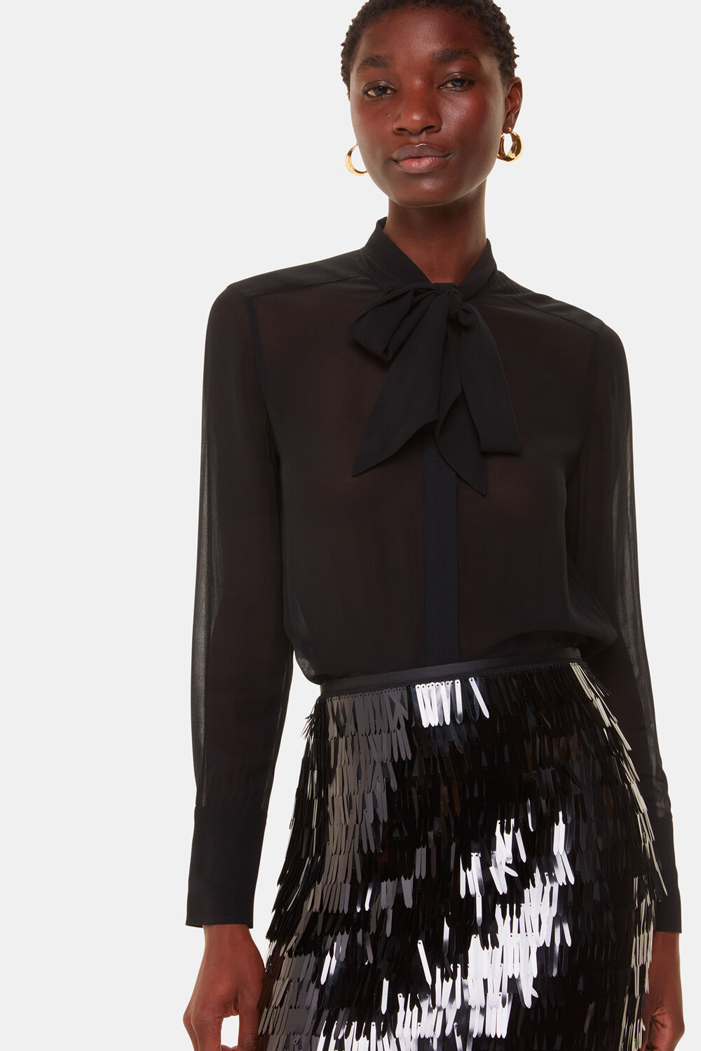 Black Sword Sequin Mini Skirt