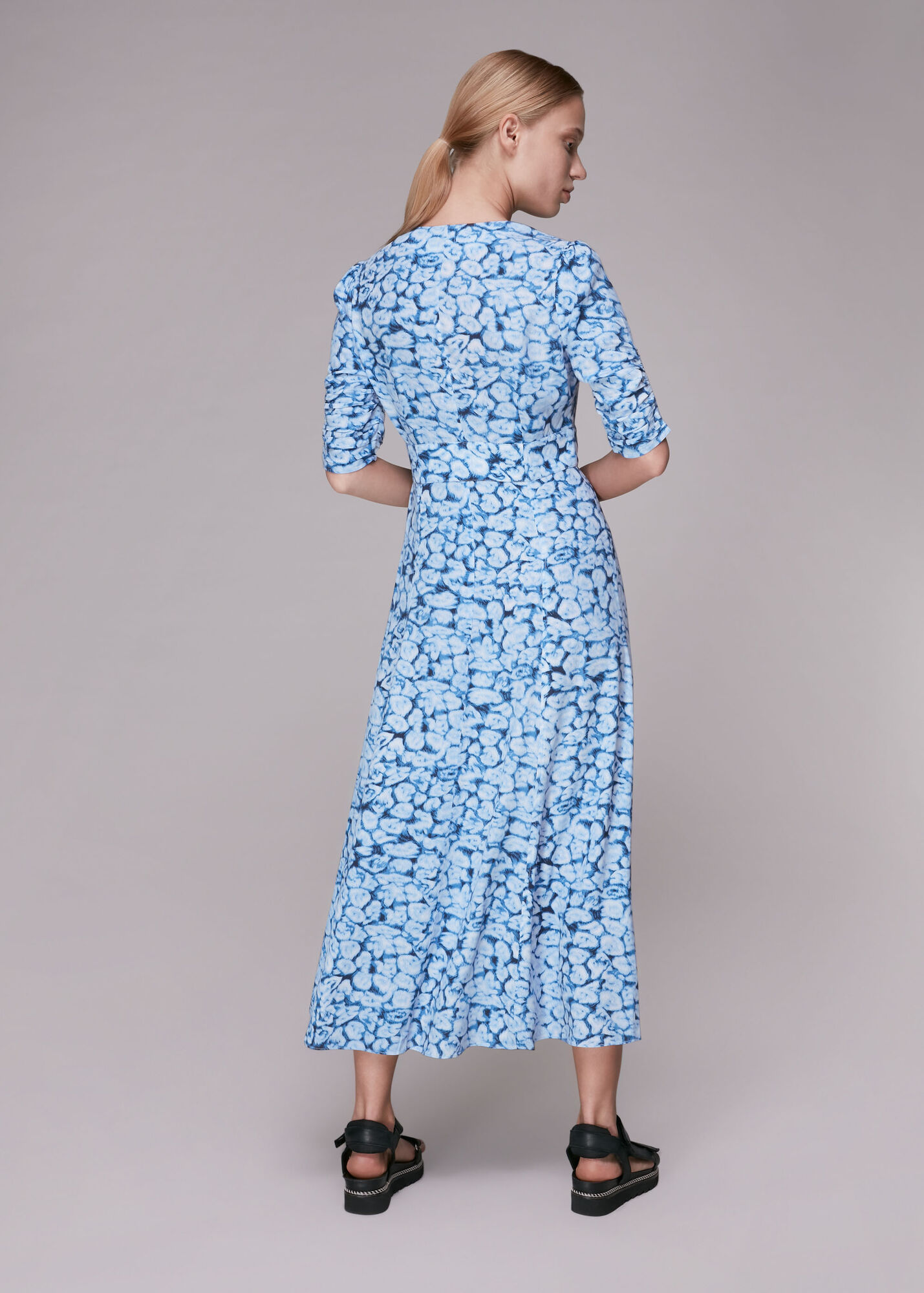 Blue/Multi Clouded Leopard Midi Dress | WHISTLES