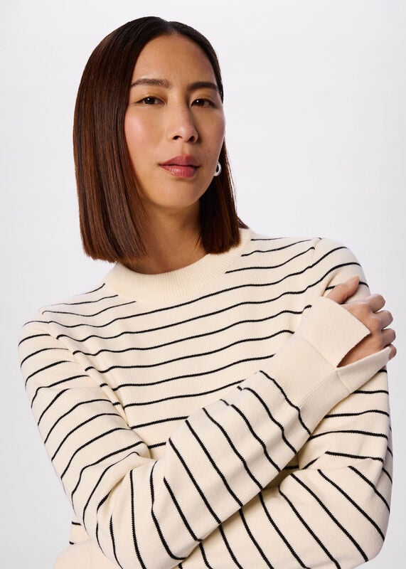 Ivory Classic Stripe Cotton Knit