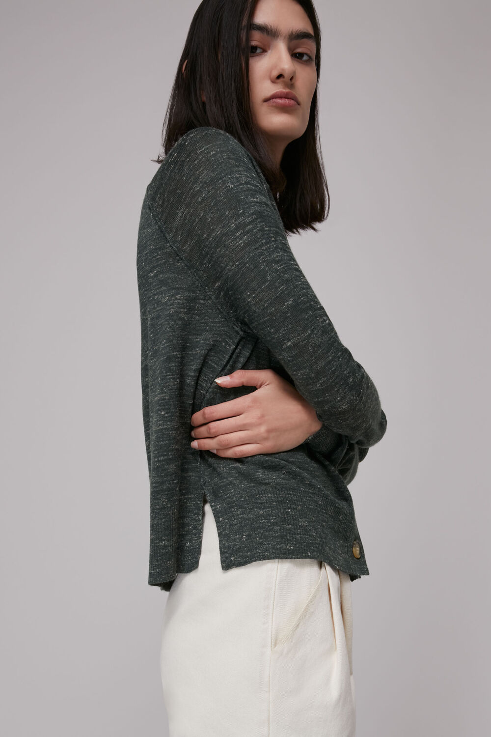 Relaxed Linen Mix Cardigan