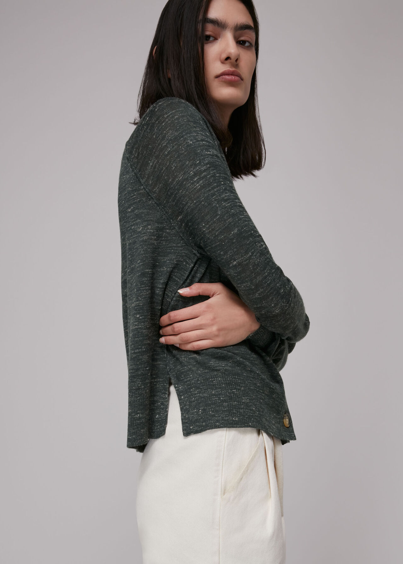 Relaxed Linen Mix Cardigan