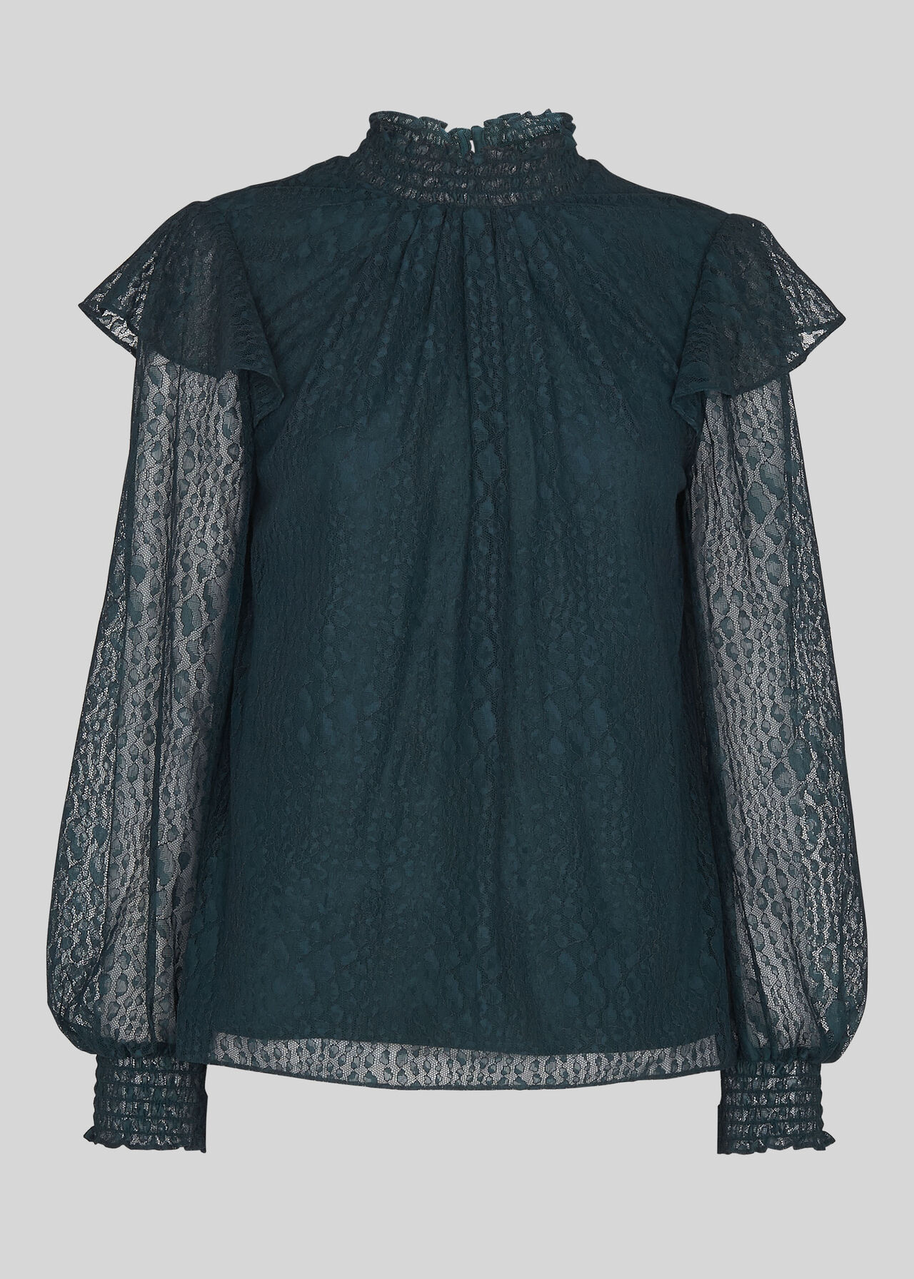 Eila Animal Lace Top Dark Green