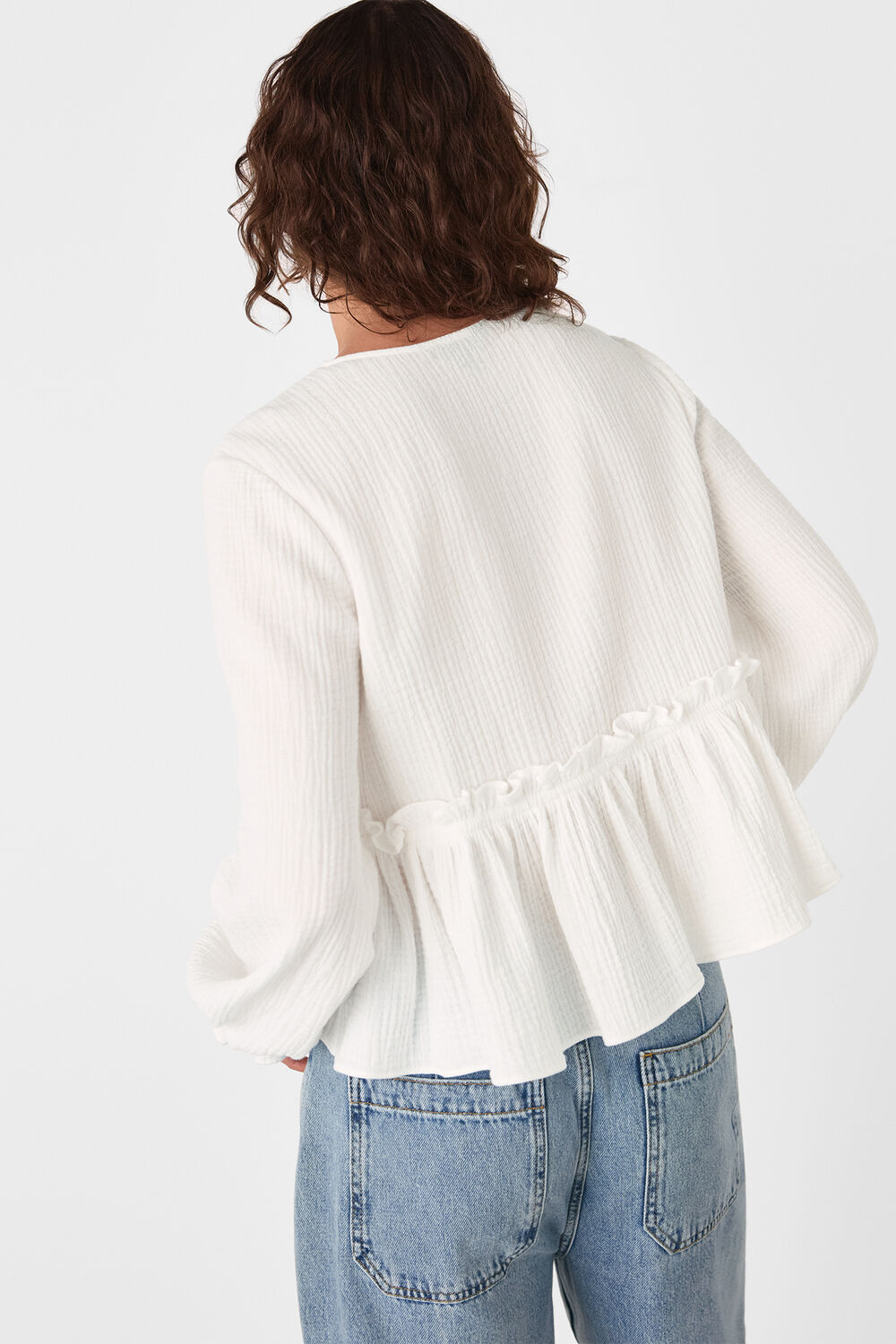Cotton Frill Peplum Blouse
