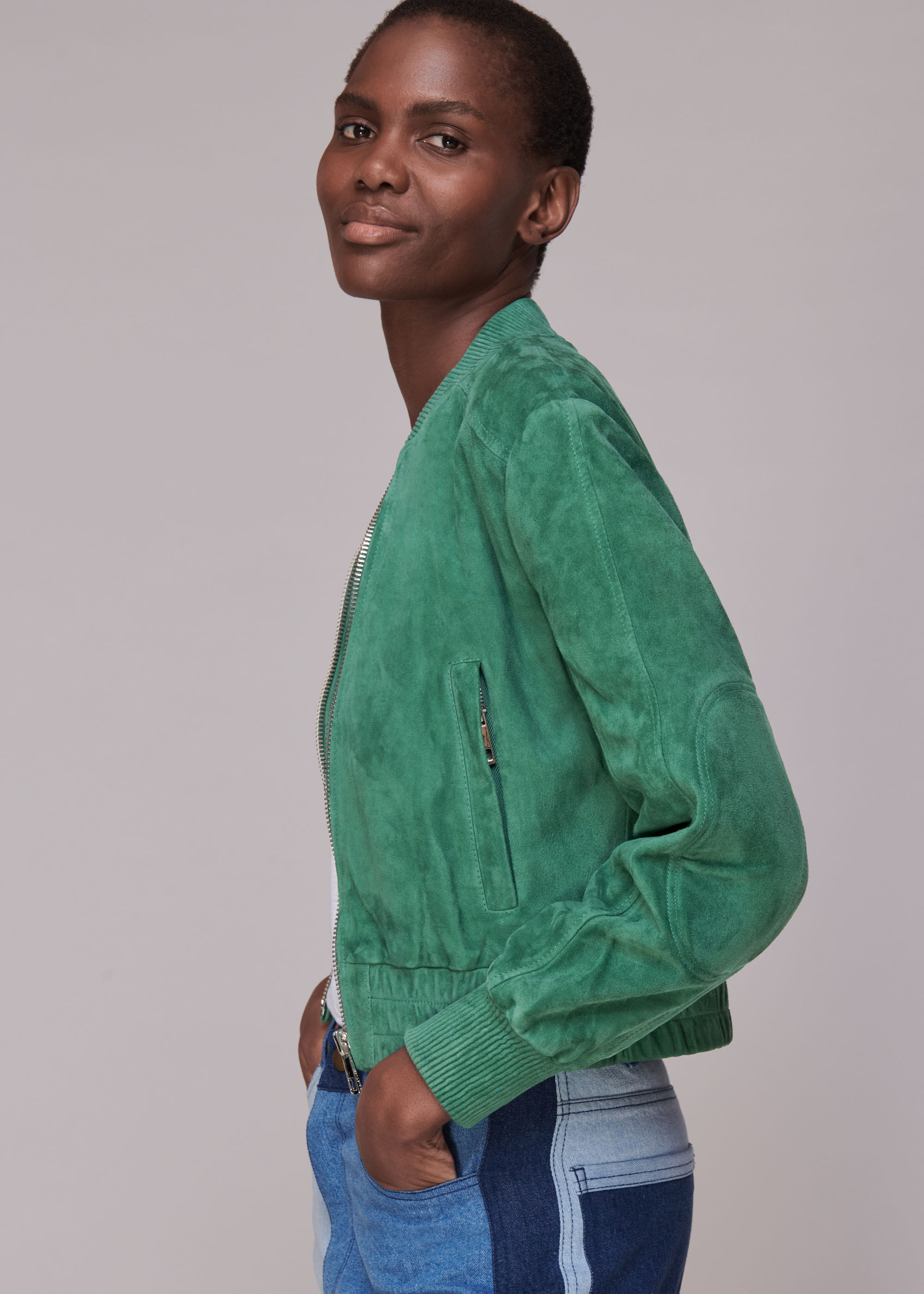 Cropped green bomber jacket outlet