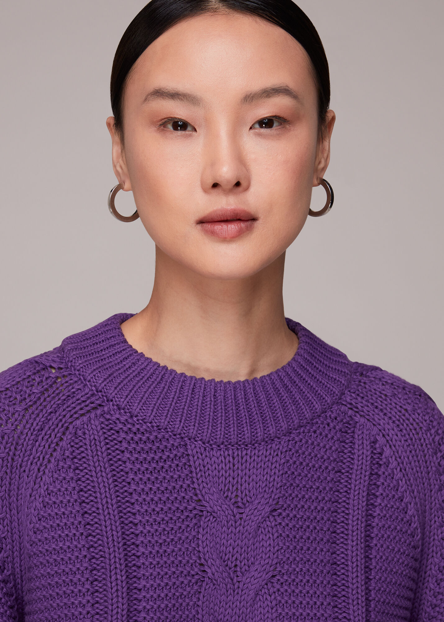 Purple Cable Sweater WHISTLES