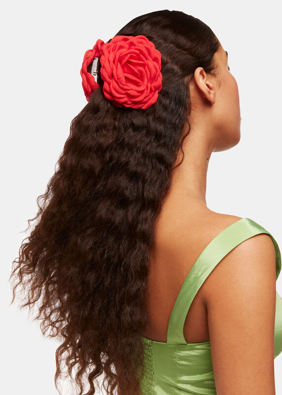 Red Flower Claw Clip