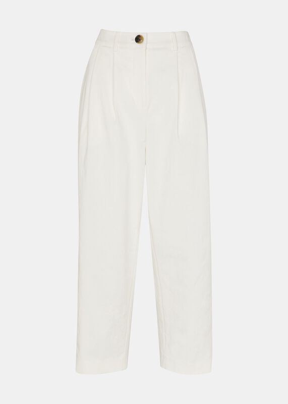 White Petite Bethany Barrel Leg Trouser