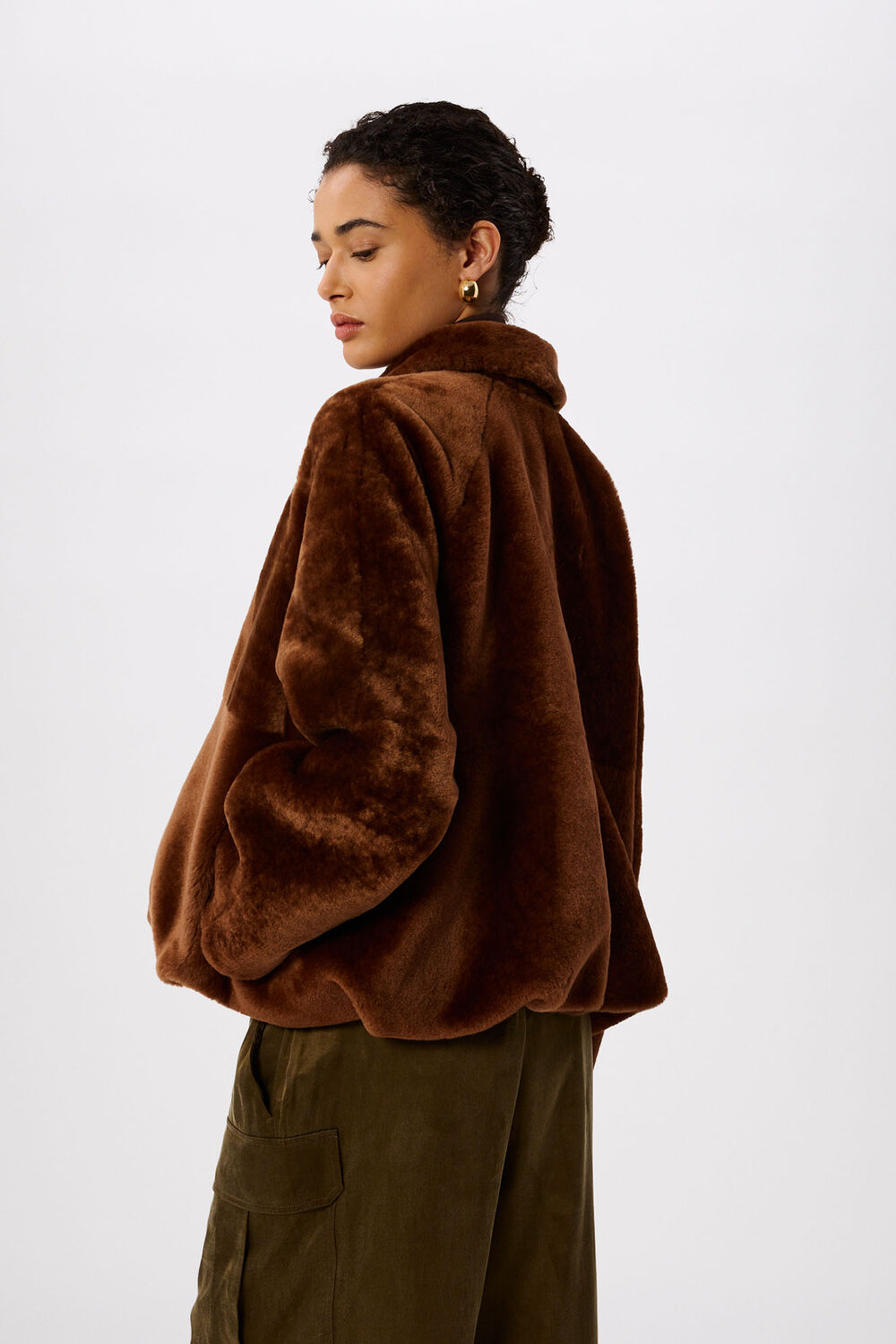 Gathered Shearling Jacket