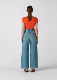 Fine Rib Scoop Neck Tshirt Orange
