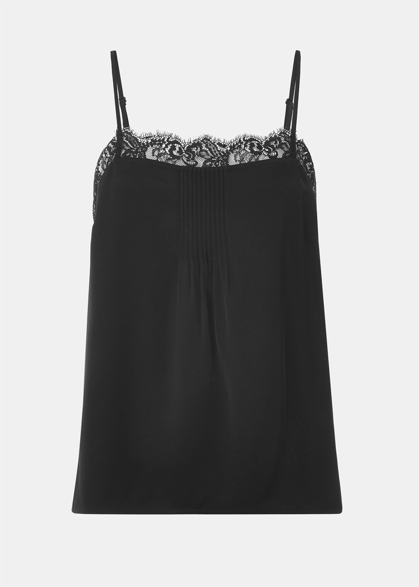 Black Lace Trim Crepe Cami Top | WHISTLES | Whistles UK |