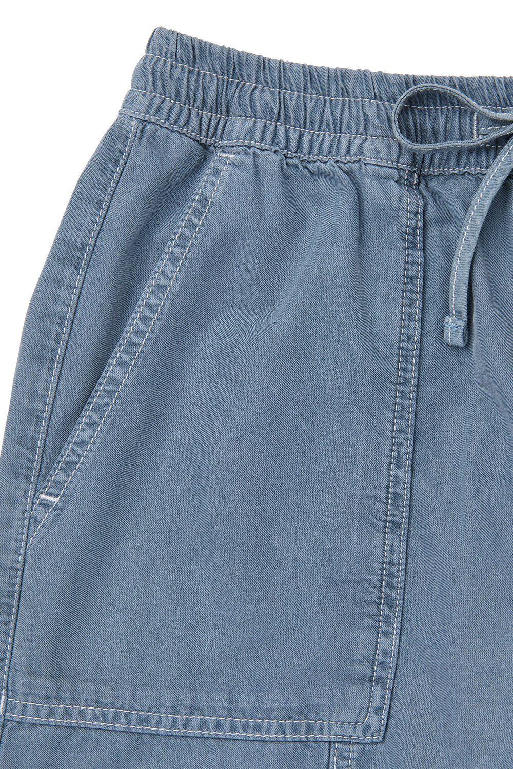Blue Contrast Stitch Cotton Trouser