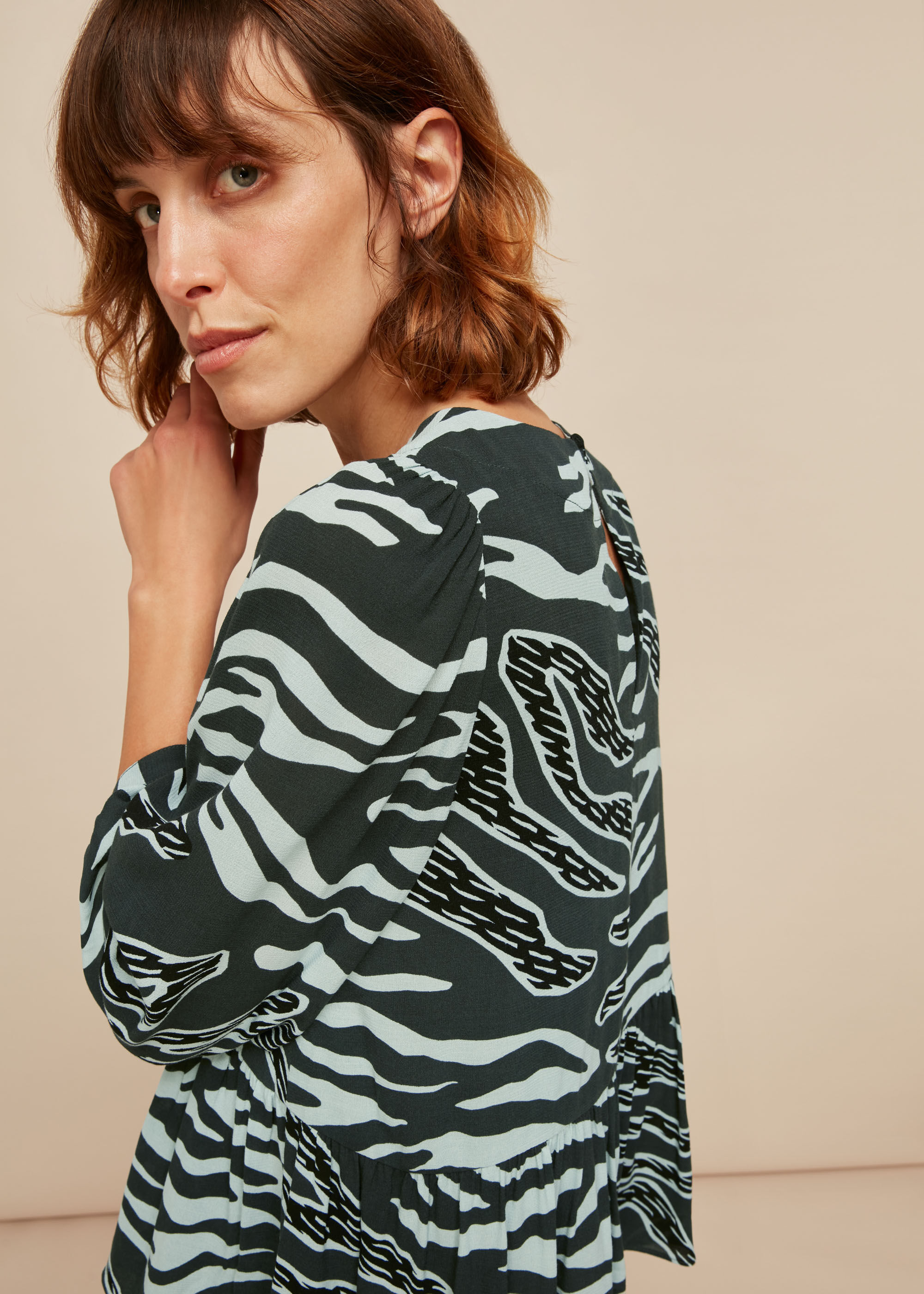 Multicolour Graphic Zebra Print Top 