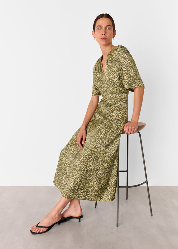 Leopard Viscose Midi Dress