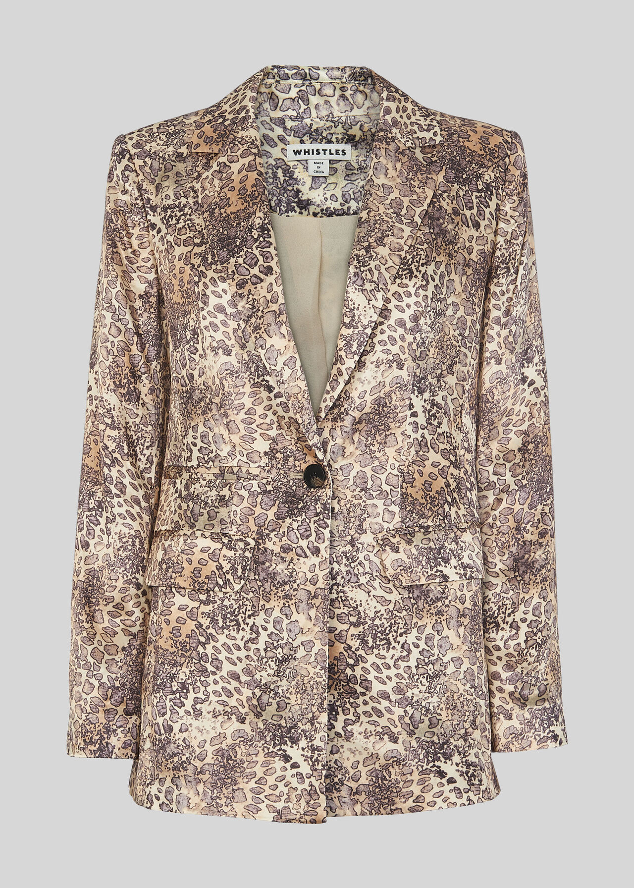 Big Cat Print Satin Blazer Multicolour