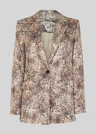 Big Cat Print Satin Blazer Multicolour